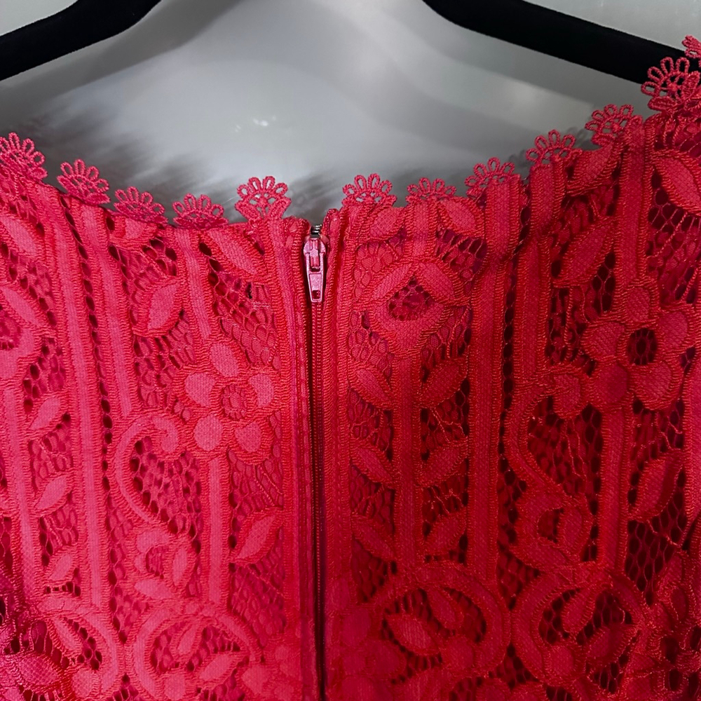 CITY STUDIO Size 5 Coral Pink Lace High/Low Dress - Picture 6 of 9